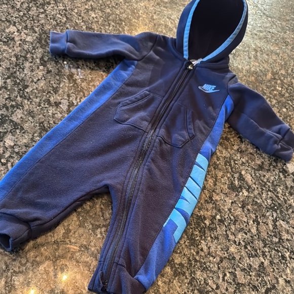 Nike Blue One Piece with Hood and Zipper 6M - Picture 6 of 7